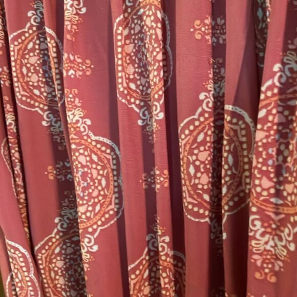 Lauren Conrad size M pleated neckline tie back dress burnt orange/sienna EUC - Picture 2 of 14